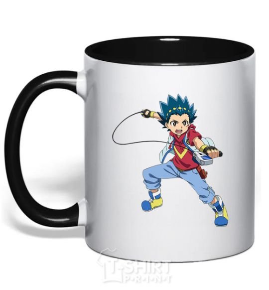 Mug with a colored handle Beyblade Walt Aoi black фото