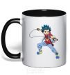 Mug with a colored handle Beyblade Walt Aoi black фото