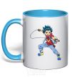 Mug with a colored handle Beyblade Walt Aoi sky-blue фото