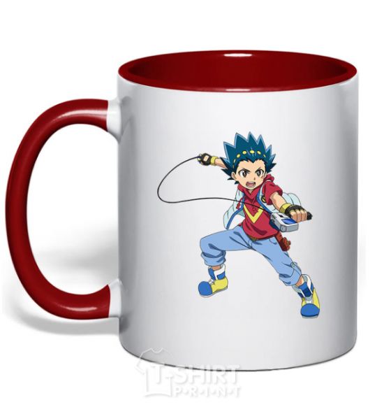 Mug with a colored handle Beyblade Walt Aoi red фото