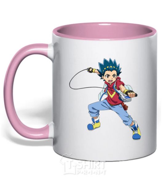 Mug with a colored handle Beyblade Walt Aoi light-pink фото