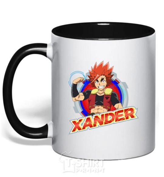 Mug with a colored handle Beyblade Xander black фото