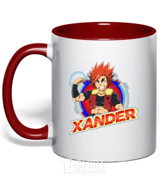 Mug with a colored handle Beyblade Xander red фото