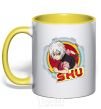 Mug with a colored handle Shu yellow фото