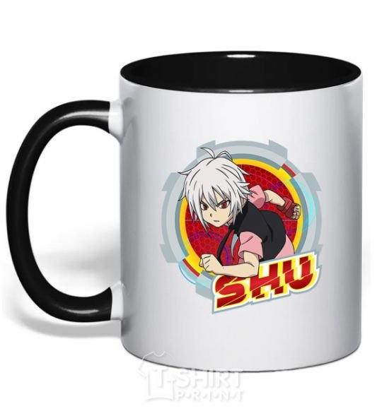 Mug with a colored handle Shu black фото