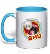 Mug with a colored handle Shu sky-blue фото