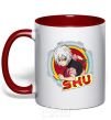 Mug with a colored handle Shu red фото