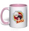 Mug with a colored handle Shu light-pink фото