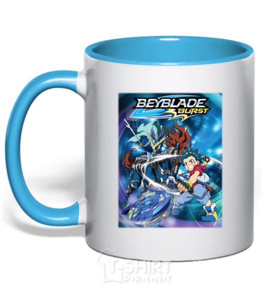 Mug with a colored handle BEYBLADE BURST sky-blue фото