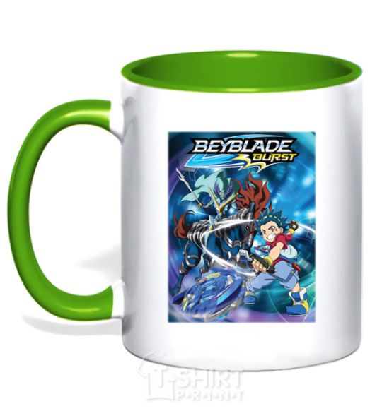 Mug with a colored handle BEYBLADE BURST kelly-green фото