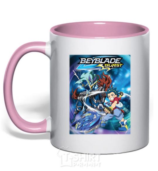 Mug with a colored handle BEYBLADE BURST light-pink фото