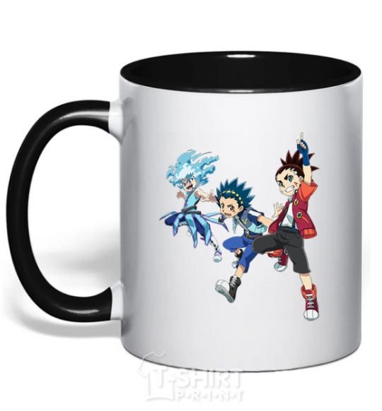 Mug with a colored handle BEYBLADE BURST heroes black фото