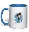 Mug with a colored handle Cuza badge royal-blue фото