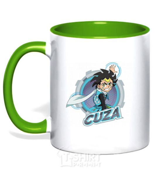 Mug with a colored handle Cuza badge kelly-green фото