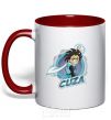 Mug with a colored handle Cuza badge red фото