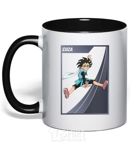 Mug with a colored handle Cuza card black фото