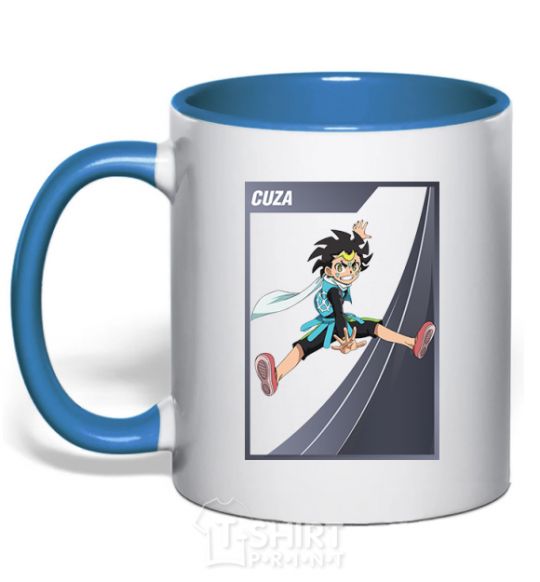 Mug with a colored handle Cuza card royal-blue фото