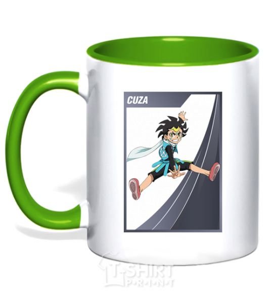 Mug with a colored handle Cuza card kelly-green фото