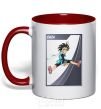 Mug with a colored handle Cuza card red фото