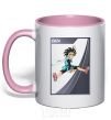 Mug with a colored handle Cuza card light-pink фото