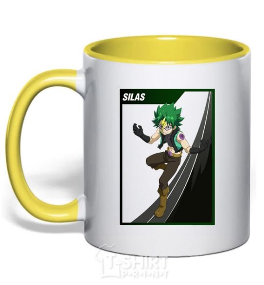 Mug with a colored handle Silas yellow фото