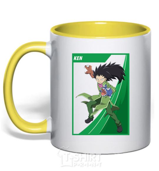 Mug with a colored handle Ken yellow фото