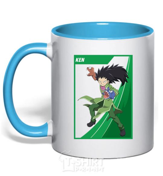 Mug with a colored handle Ken sky-blue фото