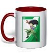 Mug with a colored handle Ken red фото