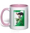 Mug with a colored handle Ken light-pink фото