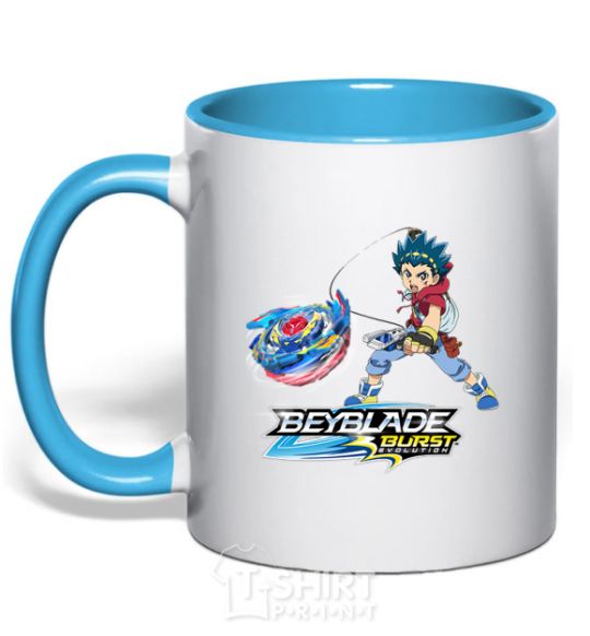 Mug with a colored handle Walt's attack sky-blue фото
