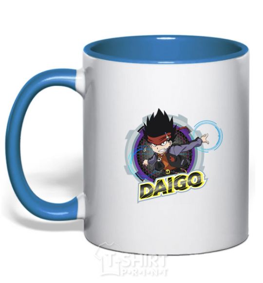 Mug with a colored handle Daigo badge royal-blue фото