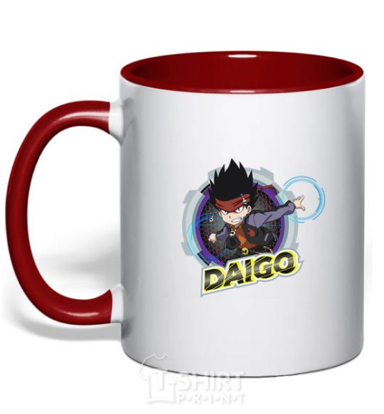 Mug with a colored handle Daigo badge red фото