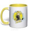 Mug with a colored handle Zac badge yellow фото