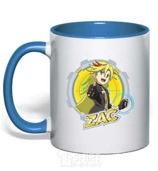 Mug with a colored handle Zac badge royal-blue фото