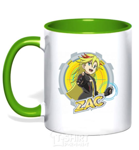 Mug with a colored handle Zac badge kelly-green фото