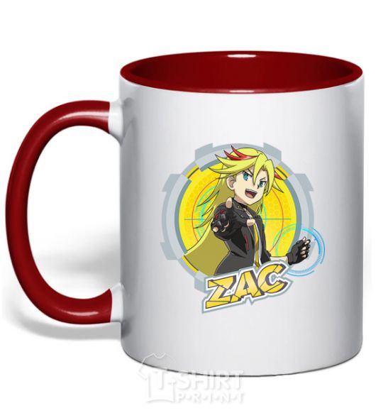 Mug with a colored handle Zac badge red фото