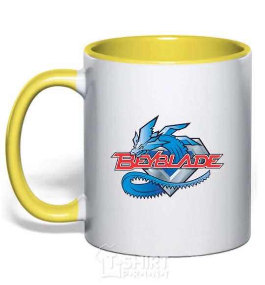 Mug with a colored handle BEYBLADE Logo yellow фото