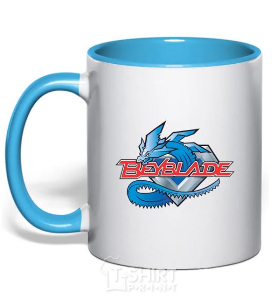 Mug with a colored handle BEYBLADE Logo sky-blue фото