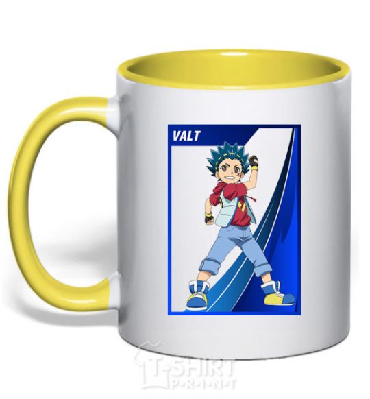 Mug with a colored handle Walt card yellow фото