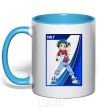 Mug with a colored handle Walt card sky-blue фото