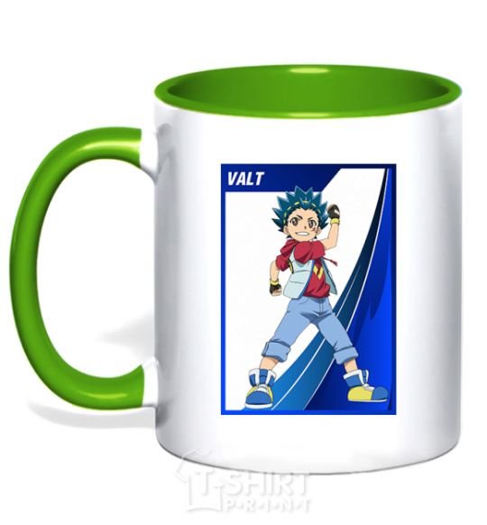 Mug with a colored handle Walt card kelly-green фото