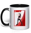 Mug with a colored handle Shu card black фото