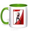 Mug with a colored handle Shu card kelly-green фото