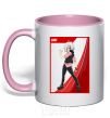 Mug with a colored handle Shu card light-pink фото