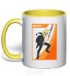 Mug with a colored handle Rantaro card yellow фото