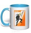Mug with a colored handle Rantaro card sky-blue фото