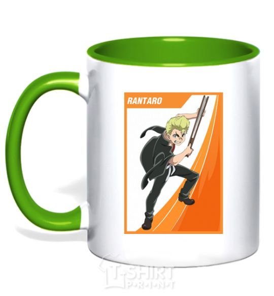 Mug with a colored handle Rantaro card kelly-green фото