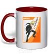 Mug with a colored handle Rantaro card red фото