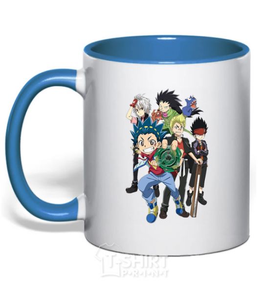 Mug with a colored handle BEYBLADE characters royal-blue фото