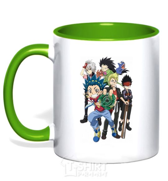 Mug with a colored handle BEYBLADE characters kelly-green фото